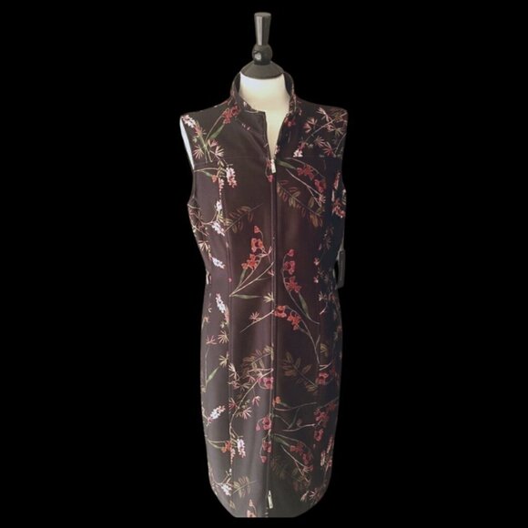 NWT Tommy Hilfiger Black Zip Front Sleeveless Sheath Dress with Flowers Size 14 - Picture 2 of 10